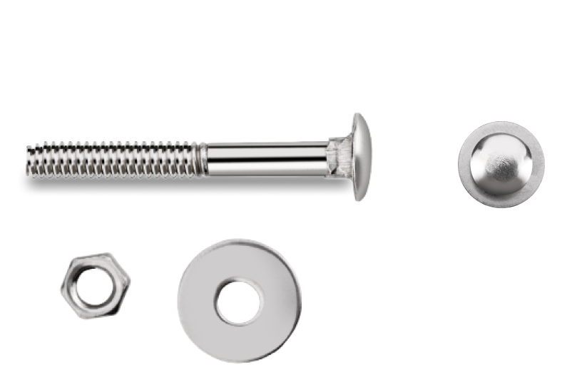 SS Carriage bolt with SS nut & washer